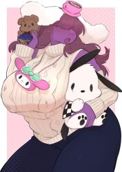 big_breasts breasts chubby chubby_female clothed clothing cute deltarune female freckles hair_over_eyes hi_res solo susie_(deltarune) sweater thick_thighs underchikichan undertale_(series)