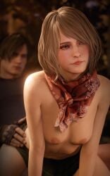 1boy 1girls 3d ashley_graham ashley_graham_(ella_freya) blonde_hair breasts eyeshadow female fugtrup hetero leon_scott_kennedy leon_scott_kennedy_(eduard_badaluta) light-skinned_male light_skin looking_pleasured male nipples resident_evil resident_evil_4 resident_evil_4_remake reverse_cowgirl_position riding riding_penis scarf sex short_hair skirt small_breasts vaginal_penetration