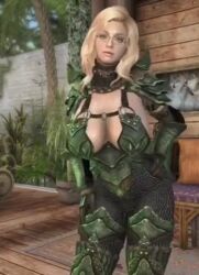 3d animated armor big_ass big_breasts bikini_armor blonde_hair blue_eyes bodysuit dat_ass dommy_mommy elf_orc_lunaire glasses huge_ass huge_breasts large_ass large_breasts rebecca_(original_character) seductive shaking skyrim tagme the_elder_scrolls tight_clothing video