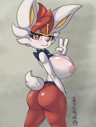 andromorph animal_humanoid anthro areola ass big_areola big_breasts big_butt big_nipples breasts cinderace cuntboy cuntboy/male cuntboy_focus cuntboy_with_breasts cuntboysub fake_ears fake_rabbit_ears fur generation_8_pokemon hi_res huge_areola huge_breasts huge_nipples humanoid intersex interspecies lagomorph leporid mammal mammal_humanoid nintendo nipples pink_areola pink_nipples pokemon pokemon_(species) pokephilia rabbit rahitoshi red_body red_eyes red_fur scut_tail seductive short_tail simple_background smile solo tail thick_thighs