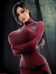 1girls 3d ada_wong ada_wong_(adriana) asian asian_female big_breasts biohazard black_hair breasts brown_eyes busty capcom crossed_arms dress erect_nipples female female_focus female_only fully_clothed hourglass_figure huge_breasts large_breasts nipple_bulge resident_evil resident_evil_4 resident_evil_4_remake sekaithereturn short_hair solo standing sweater_dress tagme turtleneck turtleneck_sweater wide_hips