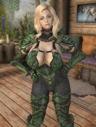 1girls 3d armor big_ass big_breasts bikini_armor blonde_hair blue_eyes bodysuit dat_ass dommy_mommy elf_orc_lunaire female female_only glasses huge_ass huge_breasts large_ass large_breasts rebecca_(original_character) seductive shaking shaking_ass skyrim solo tagme the_elder_scrolls tight_clothing