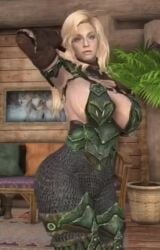 3d animated armor big_ass big_breasts bikini_armor blonde_hair blue_eyes bodysuit dat_ass dommy_mommy elf_orc_lunaire glasses huge_ass huge_breasts large_ass large_breasts rebecca_(original_character) seductive shaking skyrim tagme the_elder_scrolls tight_clothing video