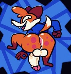 anthro anus ass backsack balls canid canine clothing fox fur furry furry_only genitals gesture glistening glistening_body hi_res hoodie liquefiedram male male_only mammal ok_sign orange_body orange_fur penis penis_tip smile smiling_at_viewer solo soups_(superiorfox) tail topwear vein veiny_penis