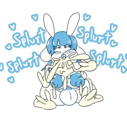 1futa 4_ears anthro autofellatio autopaizuri blue_eyes blue_hair blue_lips blue_nipples blue_penis bunny completely_nude cum cum_in_cheeks cum_in_mouth cum_in_own_mouth cum_inside cum_on_breasts cum_on_face cumming_in_mouth cute futa_only futanari giant_sperm hyper_cum hyper_sperm lactating lactation lagomorph leporid leporid_humanoid long_penis milkbuni milkbuni_(character) nude nude_futanari oral_masturbation original_character overflowing_cum rabbit rabbit_ears rabbit_humanoid shortstack sitting solo white_fur