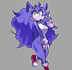 1girls ass big_thighs blue_fur blue_hair breasts dat_ass exe_twitter_community female female_only friday_night_funkin friday_night_funkin_mod long_hair mobian_(species) nude nude_female peace_sign simple_background simple_shading sonic.exe_(series) suprised tail wacky_(sonic.exe) white_skin wide_hips