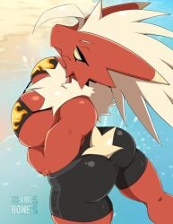 1girls big_ass big_breasts blaziken bra breasts bubble_butt clothed clothing female female_blaziken female_only huge_ass large_ass large_breasts pokemon pokemon_(species) skwidbone solo tight_clothing