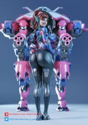 1girls 3d absurd_res absurdres ass big_ass big_breasts blizzard_entertainment breasts brown_hair bubble_butt curvaceous curvy_body curvy_female curvy_figure d.va female female_only hana_song high_resolution highres long_hair looking_at_viewer looking_back meka overwatch overwatch_2 patreon_username ponytail seductive skin_tight solo the_x_creator thick_thighs twitter_username voluptuous voluptuous_female wide_hips