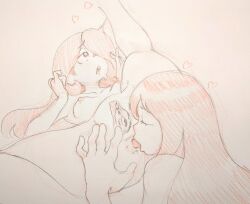 2019 2girls anal anilingus anus breasts crossover little_witch_academia long_hair multiple_girls my_hero_academia nipples pussy rimming skk small_breasts sucy_manbavaran traditional_media_(artwork) tsuyu_asui yuri