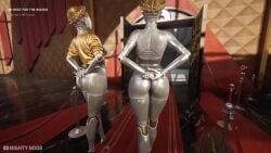 1boy 2girls 3d android animated ass atomic_heart big_ass curvy female large_ass leather left_(atomic_heart) medium_breasts official_art right_(atomic_heart) robot_girl robot_humanoid skinny sound standing tagme the_twins_(atomic_heart) thighs video