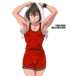 1boy androgynous buggycart femboy feminine_male gym gym_uniform looking_at_viewer male solo sweat sweating sweaty trap