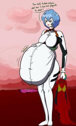 1girls 3girls belly belly_bulge big_belly blue_hair dialogue digestion digestion_noises dranthule english_text female female_only looking_down multiple_girls neon_genesis_evangelion patting_belly red_eyes rei_ayanami rubbing_belly scattered_clothing smug text vore vore_belly