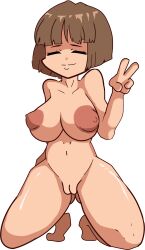 1girls 2d areolae barefoot big_breasts breasts brown_hair closed_eyes color completely_nude completely_nude_female digital_media_(artwork) female female_only frisk full_body human human_female human_only indigopencil kneeling mature_female naked naked_female nipples nude nude_female pussy short_hair smile smiling solo solo_female tagme undertail undertale undertale_(series) undertale_fanfiction v_sign visible_breath visible_nipples visible_pussy white_background