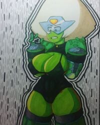 2020 bikini bikini_bottom bikini_top gem_(species) green_eyes green_skin peppyrobo peridot_(steven_universe) steven_universe tagme traditional_art