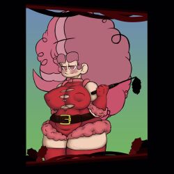 big_hair buckle holding_riding_crop original original_character original_characters peppyrobo pink_eyes pink_hair red_dress riding_crop skin_tight skintight skintight_suit thigh_highs thighhighs visible_nipples whip