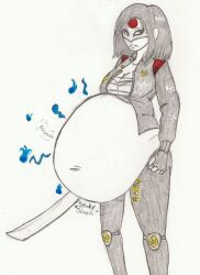 1girls ambiguous_prey asian asian_female belly big_belly dc dc_comics dranthule female_pred ghost haunted katana katana_(dc) mask masked_female multiple_prey pregnant souls suicide_squad tatsu_yamashiro vore vore_belly