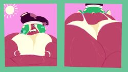 1girls animated bbw big_breasts big_lips dark_skin exercise fart fart_cloud fart_fetish fat gassy headband huge_ass marina_(splatoon) nintendo obese puntthepoodle slob sound splatoon splatoon_2 stomach_noises sweat tagme video wide_hips