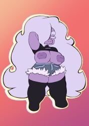 1girls 2020 alien alien_girl alien_humanoid amethyst_(steven_universe) areola areolae arm_up big_breasts big_lips booty_shorts bottomwear breasts breasts_out breasts_out_of_clothes busty cartoon_network clothed clothed_female clothes clothing exposed_breasts female female_only front_view full_body gem_(species) hair hair_over_one_eye hand_behind_head humanoid inverted_nipples jean_shorts large_areolae large_breasts legs legwear lips long_hair mostly_clothed nipples one_arm_up one_eye_covered one_eye_obstructed peppyrobo plain_background purple_body purple_hair purple_skin shirt shirt_up shorts shortstack simple_background solo standing steven_universe t-shirt thick_eyebrows thick_lips thigh_highs thighhighs thighs topwear very_long_hair