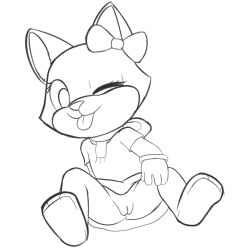 cat_ears chibi feline furry line_art pancake_(toontown) pussy tongue_out toontown_cat toontown_corporate_clash toontown_online toony yosa8800