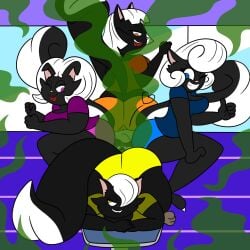 1boy 4girls ass biggypiggy brap face_fart face_farting facefart facefarting facesitting fard fart fart_fetish farting farts female fetish furry furry_only gassy oc skunk skunk_girl skunk_spray skunk_tail