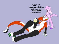 absurd_res balls bladder_bulge duo egg ego_tapenyaku genitals hi_res hybrid oral penetration penis sergal simple_background stretched_urethra urethral urethral_penetration