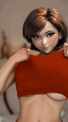 1girls ai_generated animated firm_breasts flashing_breasts helen_parr no_bra smiling_at_viewer the_incredibles