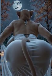 ai_generated ai_video animated anthro ass_focus back_view backless_dress big_ass big_breasts butt_crack dress female furry furry_female halloween huge_butt long_dress looking_at_viewer looking_back mature_female moon night night_sky no_bra pumpkin sarabi sarabi_(the_lion_king) shaking_ass solo tagme tail tail_through_clothes the_lion_king transparent_clothing video vlrgromns white_dress