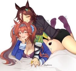 1futa 2girls animal_ears animal_humanoid antenna_hair anthromorph ass ayaklorine big_chest blush blushing_face blushing_female blushing_futa breasts brown_hair chest clothing daiwa_scarlet_(umamusume) duo duo_female female female_penetrated futa_on_female futa_with_female futanari hair_accessory hair_between_eyes horse_ears horse_tail horsehorse_girl long_hair saliva short_hair sweat tail thighs tiara traced umamusume umamusume_pretty_derby vodka_(umamusume) yuri