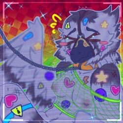 1:1 anthro avian bdsm_gear beak bird blush breast_piercing breasts chains closed_eyes clothing collar cometpup datoria_(falconthropy) embarrassed exposed_breasts falcon falconid female hi_res leash leash_pull mouth_closed nipple_piercing nipples nude piercing shake sitting solo spread_wings stickers_on_body torn_clothing wings wounded