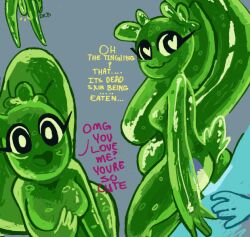 ass c-jay dissolving duo ennzy female genitals goo_creature heart_symbol humanoid male penis sketch_page slime smile text translucent