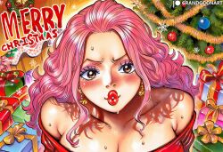 1girls accurate_art_style ai_generated big_breasts big_mom big_mom_(prime) breasts charlotte_linlin christmas christmas_clothing christmas_outfit christmas_present female female_focus female_only grandgoonart holidays juicy_lips kissing lips lipstick manga manga_cover manga_page manga_style one_piece patreon patreon_username santa_costume santa_hat shonen_jump solo solo_female solo_focus