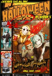 ai_generated ben_10 choker comic_cover dolphin_shorts drowzee english_text gwen_tennyson halloween halloween_costume hatsune_miku hockey_mask magazine_cover nibba ogsecretsauce selfie smartphone vocaloid