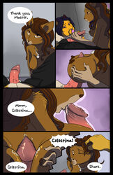 anthro celestina collar comic feline female fur furry jubei_ketzia leopard lion male master necro_epilogue(character) oral paizuri pet slave straight taasla