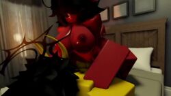 1boy 1girls 3d animated areolae audible_creampie audible_ejaculation black_hair bouncing_breasts breasts comission cowgirl_position cum cum_in_pussy cum_inside demon demon_girl horns kinlyrr nipples nude penis red_horns red_skin riding_penis roblox robloxian sex shorter_than_30_seconds sound straight tagme vaginal_penetration video yellow_horns yellow_skin