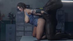 3d animated ass_jiggle bouncing_breasts breasts breasts_out dark-skinned_male dark_skin female interracial jiggle jill_valentine light-skinned_female lm19 longer_than_30_seconds nipples resident_evil short_video shorter_than_one_minute video