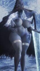 1girls 3d big_breasts blue_skin breasts elden_ring female fromsoftware huge_breasts nipples nude pussy ranni_the_witch rinkov01 solo thick_thighs thighhighs voluptuous voluptuous_female wide_hips