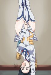 1girls 2d 2d_(artwork) 2d_artwork abs angry angry_expression angry_face anime armpits athletic athletic_female background big_eyebrows black_hair blue_eyes breasts clothed clothing covering covering_crotch digital_art digital_drawing_(artwork) digital_media digital_media_(artwork) eyebrows female female_focus female_only handstand kill_la_kill kiryuuin_satsuki konefol long_hair medium_breasts muscles muscular muscular_female naked naked_female nipples shoulder_length_hair simple_background skirt studio_trigger thick_eyebrows thick_thighs thighs tsundere underwear upside-down watermark