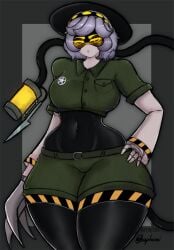 1girls ass baphoavi big_ass big_breasts big_thighs blush breasts claws clothed clothing drone fangs female female_only gigantic_ass gigantic_thighs glitch_productions hat huge_ass huge_thighs kemonomimi murder_drones no_panties panties robot robot_girl short_hair side_slit silver_hair solo tagme thick_hips thick_thighs thighs v_(murder_drones) white_body white_hair yellow_eyes