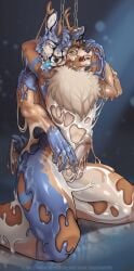 animate_inanimate anthro chains deer duo genitals goo_creature hi_res latex liquid_latex living_clothing male male/male mammal penis psychobirb transformation