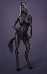 2011 anthro black blaze breasts equine hooves horse horsepussy looking_at_viewer morticus nipples nude pose purple_eyes pussy