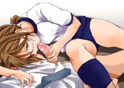 bloomer censored fellatio glasses gym_uniform oral penis tongue