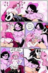 1boy 2girls anti_groove ass ass_grab balls big_breasts black_eyes black_hair blowjob blush bow breast_grab breast_sucking breasts comic comic_page commission cum cum_in_pussy cum_inside cumflation demon demon_girl demon_horns dialogue english_text fellatio friday_night_funkin girl_(sock.clip) heart horn inflation kissing legwear licking licking_pussy mario_(series) mask mid-fight_masses mid_fight_masses nipple_suck nipples oral oral_penetration oral_sex paizuri penetration penis penis_in_mouth phone pink_hair quavernsfw ribbon sarvente_(dokki.doodlez) sex shy_guy speech_bubble spit surprised sweat sweater threesome top_hat underwear vaginal_penetration white_eyes