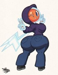 1girls anthro big_ass female female_focus female_only hoodie jeans pokemon pokemon_(species) pokethot's rotom tansau