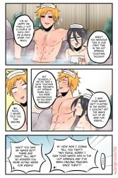 1boy 1girls bathing bleach blush dangerousbride dialogue english_text female hot_spring ichigo_kurosaki in_water kuchiki_rukia male male/female mixed_bathing onsen orange_hair shirtless speech_bubble straight text text_focus