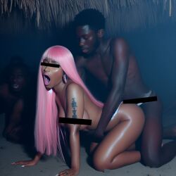 ai_generated artist_request celebrity dall-e3 dark-skinned_female dark-skinned_male doggy_style large_ass large_breasts nicki_minaj nude nude_female nude_male