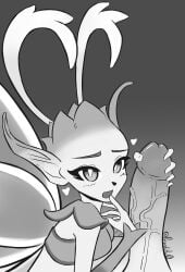 antennae anthro black_and_white fairy female handjob humanoid monochrome paladins penis perditi0 pointy_ears willo_(paladins)