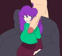 angry couch huge_cock karth_kalbi large_breasts purple_hair questionable_consent revie thick_thighs