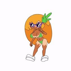 animated bikini eyebrows_raised glasses long_hair noseless pineapple pineapple_toppin pizza_tower tanlines toppin_gals toppin_gals_minus8 white_shoes yellow_hair