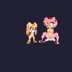 2girls amy_rose animated anthro cream_the_rabbit dildo duo female female_ejaculation female_only femcum_on_face flat_chest gif masturbation medium_breasts multiple_girls object_insertion pixel_art project_x_love_potion_disaster sonic_(series) squirt_on_face squirting vaginal_object_insertion yuri