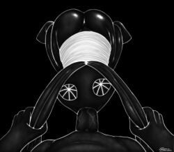 2020 absurd_res ambiguous_focus ambiguous_gender ambiguous_penetrated animal_humanoid ass black_and_white chest_wraps despairchanpu dominant dominant_male dominant_pov duo erection face_fucking faceless_character faceless_male first_person_view genitals glistening glistening_butt grabbing_both_ears hi_res high-angle_view human human_on_humanoid human_penetrating human_penetrating_humanoid human_pov humanoid humanoid_penetrated interspecies irrumatio kneeling kneeling_oral_position lagomorph lagomorph_humanoid leporid_humanoid long_ears looking_at_viewer looking_up male male/ambiguous male_penetrating male_penetrating_ambiguous male_pov mammal mammal_humanoid monochrome oral oral_penetration penetration penile penis rabbit_humanoid sex solo_focus unusual_eyes vein veiny_penis vib-ribbon vibri wraps